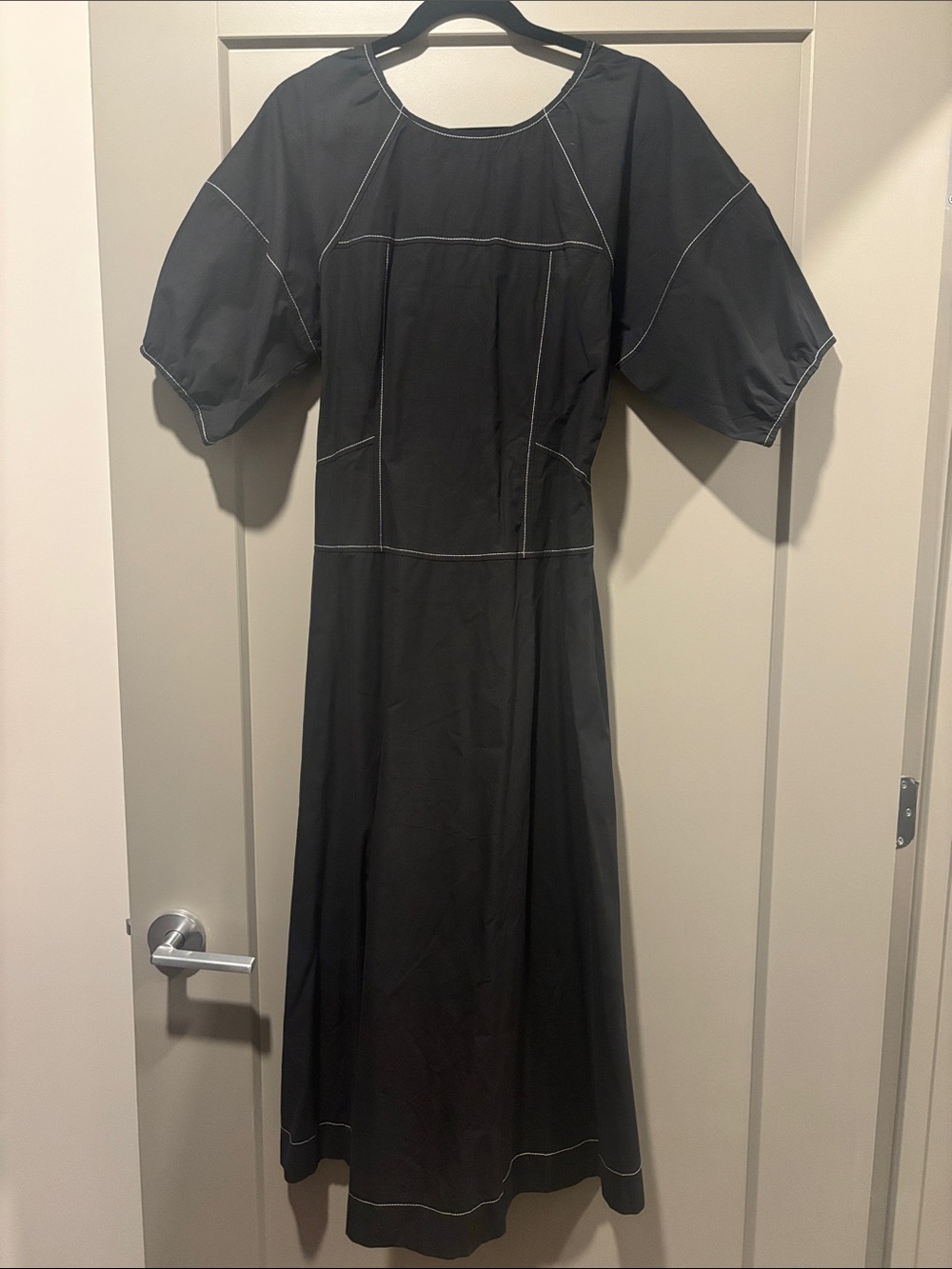 Melloday | Black Midi Dress with Contrast Stitching- S NWT